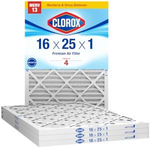 Clorox MERV 13 Pleated Air Filters, 4-Pack