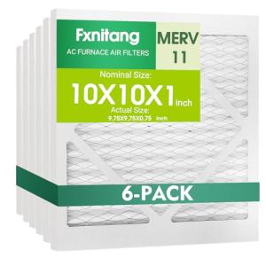 10x10x1 Pleated Air Filter 6 Pack, MERV 11
