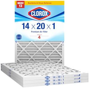 Clorox MERV 13 Pleated Air Filters, Pack of 4