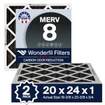 20x24x1 MERV 8 Carbon Air Filters (2 Pack)