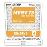 Filter King 25x32x1 MERV 13 Air Filters - 4 Pack