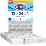 Clorox MERV 13 Pleated HVAC Air Filters, 4 Pack