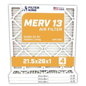 Filter King 21.5x26x1 MERV 13 Air Filter 4-Pack