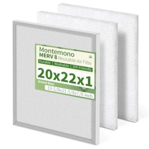 Montemono MERV 8 Reusable Air Filter, 20x22x1