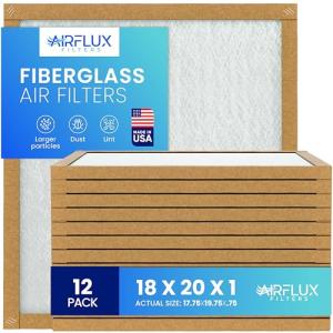 AIRFLUX 18x20x1 Fiberglass Air Filter 12 Pack
