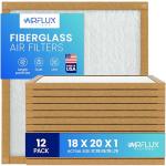 AIRFLUX 18x20x1 Fiberglass Air Filter 12 Pack