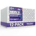 BNX TruFilter 14x24x1 MERV 8 Air Filters, 12-Pack