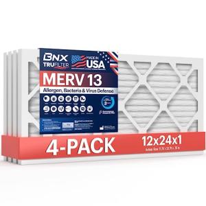 BNX TruFilter 12x24x1 MERV 13 Air Filters (4-Pack)