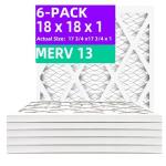 18x18x1 MERV 13 Pleated Air Filters - 6 Pack