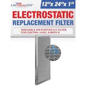 12x24x1 Washable Electrostatic Air Filter, MERV 8