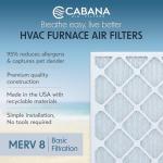 Cabana MERV 8 Air Filters 18x30x1 - 6 Pack