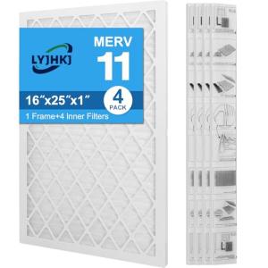 MERV 11 Air Filter 16x25x1 with Reusable Frame