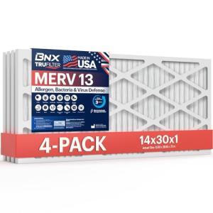 BNX TruFilter 14x30x1 MERV 13 Air Filters 4-Pack