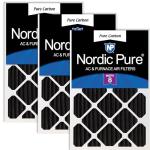 Nordic Pure 16x16x2 Carbon Pleated Filters 3 Pack