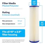 SpiroPure 10x2.5 Pleated Polyester Water Filter Cartridge