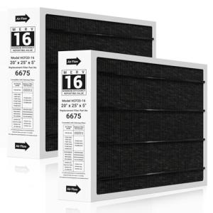 20x25x5 Merv 16 Furnace Air Filters 2 Pack