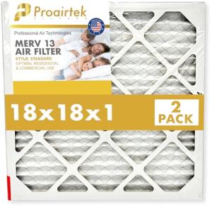 Proairtek 18x18x1 Air Filters, MERV 13 (2-Pack)