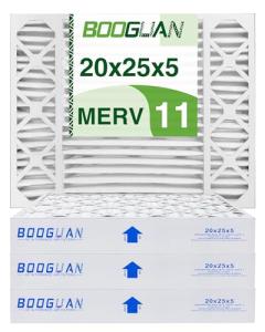 BOOGUAN 20x25x5 MERV 11 Air Filter 3-Pack