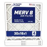 Filter King 30x16x1 MERV 8 Air Filters 4-Pack