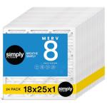 18x25x1 Air Filter MERV 8, 24 Pack