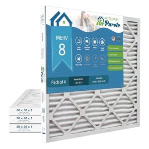 20x20x1 Air Filters - MERV 8, Pack of 4
