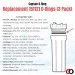 Captain O-Ring - Replacement 151121 / OR-38 / WS03X10001 / 10800-034 O-Rings for Pentek, Culligan, GE, Campbell, etc Water Filter Housing Gasket Seal (3 Pack)