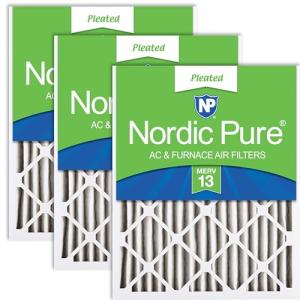 Nordic Pure 10x20x2 (9 1/2 x 19 1/2 x 1 3/4) Pleated MERV 13 Air Filters 3 Pack