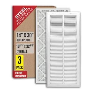 3 Pack of Steel Return Air Filter Grilles