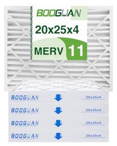 BOOGUAN 20x25x4 MERV 11 Air Filter 4-Pack