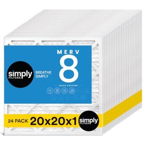 20x20x1 MERV 8 Air Filter, 24 Pack