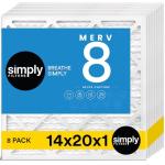 14x20x1 Air Filter, MERV 8, 8 Pack