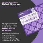 20x25x1 Air Filter (2-PACK) | MERV 12 | MOAJ Elite Bacterial & Viral Defense | BASED IN USA | Pleated Replacement Air Filters for AC & Furnace Applications | Actual Dimensions: 19.70" x 24.70" x 0.75"