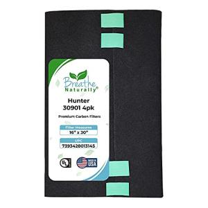 Breathe Naturally Replacement Carbon Pre-Filters Compatible with Hunter 30901, HEPAtech and QuietFlo Air Purifier - Activated Charcoal Filter Sheet - 16" x 30"x 0.2" (Pack of 4, Carbon Prefilters)