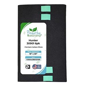 Breathe Naturally Replacement Carbon Pre-Filters Compatible with Hunter 30901, HEPAtech and QuietFlo Air Purifier - Activated Charcoal Filter Sheet - 16" x 30"x 0.2" (Pack of 6, Carbon Prefilters)
