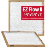 Flanders EZ-Flow II 16x25x1 Air Filters, MERV 1, Furnace, HVAC, & AC Filter - High-Airflow, Energy-Efficient, Fiberglass Media 10055.011625 (2-Pack)