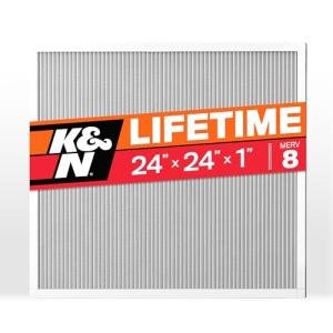 K&N 24X24X1 HVAC Furnace Air Filter, Lasts a Lifetime, Washable, Merv 8, the Last HVAC Filter You Will Ever Buy, Breathe Safely at Home or in the Office, HVC-8-12424