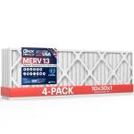 BNX TruFilter 10x30x1 Air Filter MERV 13 (4-Pack) - MADE IN USA - Electrostatic Pleated Air Conditioner HVAC AC Furnace Filters for Allergies, Pollen, Mold, Bacteria, Smoke, Allergen, MPR 1900 FPR 10