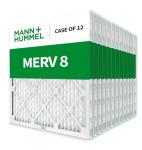 Mann+Hummel 22x22x1 MERV 8 Pleated HVAC AC Furnace Air Filters. Case of 12. (Exact Size: 21.75 x 21.75 x 0.75 Inches)