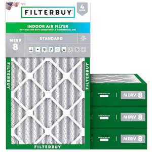 Filterbuy 14x24x4 Air Filter MERV 8 (MPR 700) Dust Defense Replacement (4-Pack), Electrostatic Pleated HVAC AC Furnace Filters, Made in USA (Actual Size: 13.50 x 23.50 x 3.63)