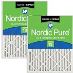 Nordic Pure 10x10x1 (9 1/2 x 9 1/2 x 3/4) Pleated Air Filters MERV 13 Plus Carbon 2 Pack
