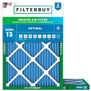 Filterbuy 13x18x1 Air Filter MERV 13 (MPR 1900) Health Defense Replacement (2-Pack), Electrostatic Pleated HVAC AC Furnace Filters, Made in USA (Actual Size: 13.00 x 18.00 x 0.75)