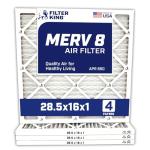 Filter King 28.5x16x1 Air Filter | 4-PACK | MERV 8 HVAC Pleated A/C Furnace Filters | MADE IN USA | Actual Size: 28.5 x 16 x .75"