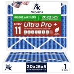 MervKing 20x25x5 Air Filter Actual Size: 19.88" x 24.88" x 4.38" MERV 11 MPR 1000-1200 | MADE IN USA | 1-Pack | Pleated HVAC AC Furnace Replacement