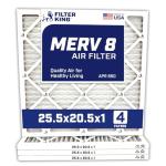 Filter King 25.5x20.5x1 Air Filter | 4-PACK | MERV 8 HVAC Pleated A/C Furnace Filters | MADE IN USA | Actual Size: 25.5 x 20.5 x .75"