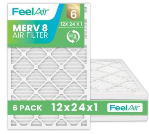 FeelAir Air Filters 12x24x1 MERV 8, MPR 600, Air Filter (6 Pack)