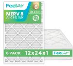 FeelAir Air Filters 12x24x1 MERV 8, MPR 600, Air Filter (6 Pack)