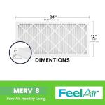 FeelAir Air Filters 12x24x1 MERV 8, MPR 600, Air Filter (6 Pack)