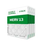 Mann+Hummel 20x25x2 MERV 13 Pleated HVAC AC Furnace Air Filters. 4 Pack. (Exact Size: 19.5 x 24.5 x 1.75 Inches)