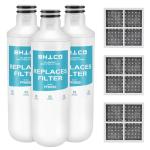 Water Filter for LG LFXC22526S, LFXS28968S, LFXS28968D, LFXS26973S, LFXS26973D, LRMVS3006S, LRMVC2306S Refrigerator Replacement with Air Filters (3+3).