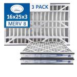 16x25x3 TRION Air Bear Cub Pleated HVAC Air Filter MERV 8 (3-Pack) (Actual Size: 15.75 x 24.75 x 3.06 Inches)